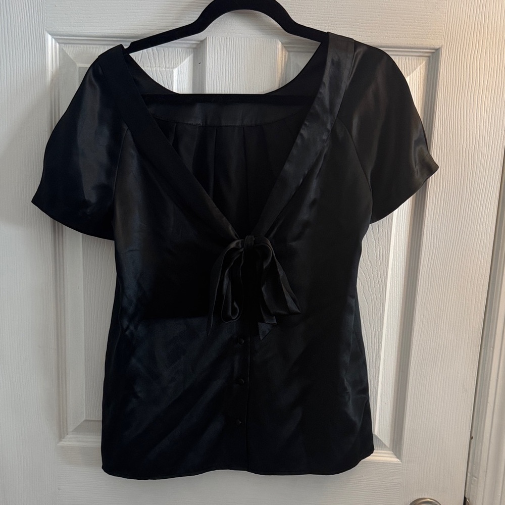 Moda International Satin Black Blouse